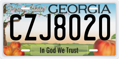 GA license plate CZJ8020