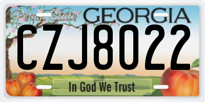 GA license plate CZJ8022