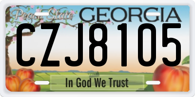 GA license plate CZJ8105