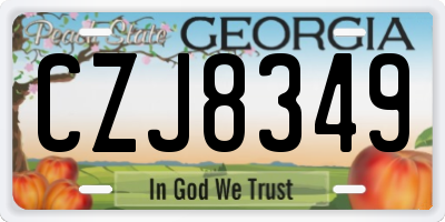 GA license plate CZJ8349