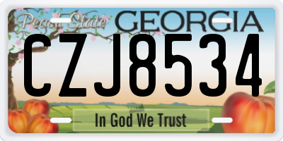 GA license plate CZJ8534