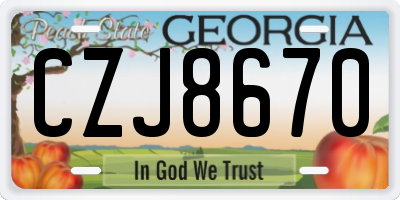 GA license plate CZJ8670