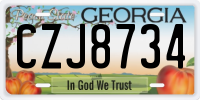 GA license plate CZJ8734