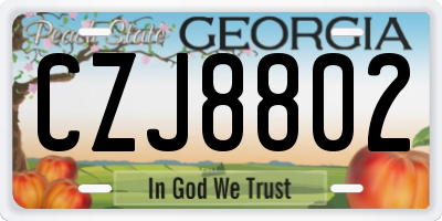 GA license plate CZJ8802