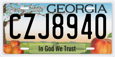 GA license plate CZJ8940