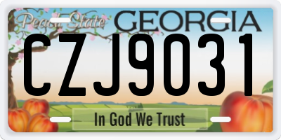 GA license plate CZJ9031
