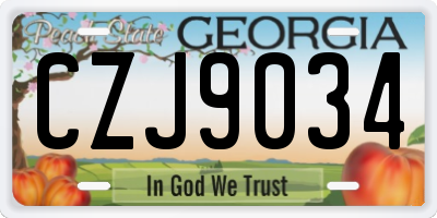 GA license plate CZJ9034