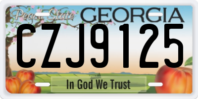 GA license plate CZJ9125