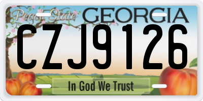 GA license plate CZJ9126