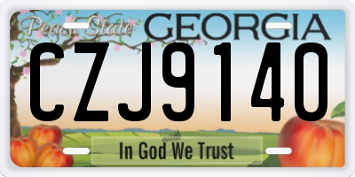 GA license plate CZJ9140