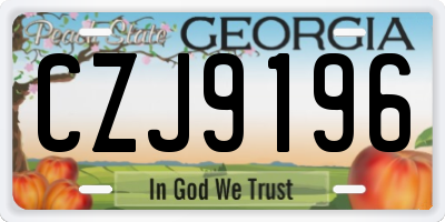 GA license plate CZJ9196