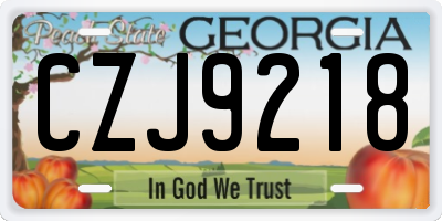 GA license plate CZJ9218