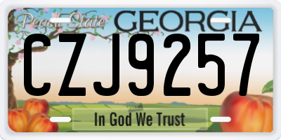 GA license plate CZJ9257