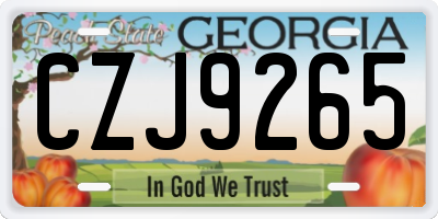 GA license plate CZJ9265