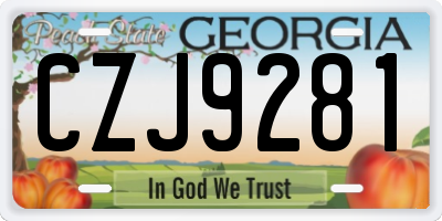 GA license plate CZJ9281