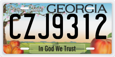 GA license plate CZJ9312