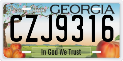 GA license plate CZJ9316