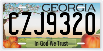 GA license plate CZJ9320