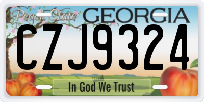 GA license plate CZJ9324