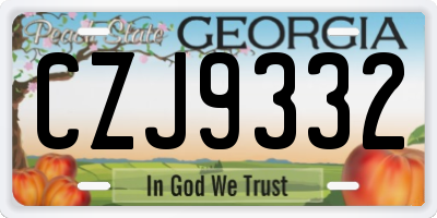 GA license plate CZJ9332