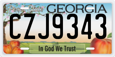 GA license plate CZJ9343