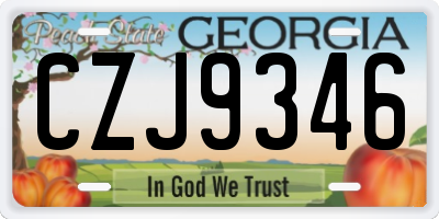 GA license plate CZJ9346
