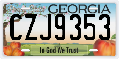 GA license plate CZJ9353
