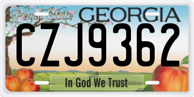 GA license plate CZJ9362