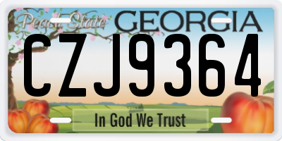 GA license plate CZJ9364