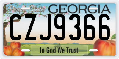 GA license plate CZJ9366