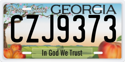 GA license plate CZJ9373