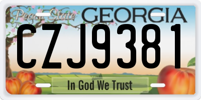 GA license plate CZJ9381
