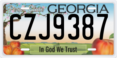GA license plate CZJ9387