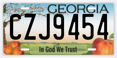 GA license plate CZJ9454