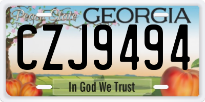 GA license plate CZJ9494