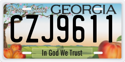 GA license plate CZJ9611