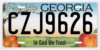 GA license plate CZJ9626