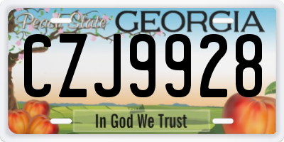 GA license plate CZJ9928
