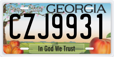 GA license plate CZJ9931