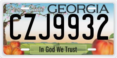 GA license plate CZJ9932