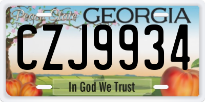 GA license plate CZJ9934