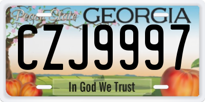 GA license plate CZJ9997