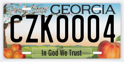 GA license plate CZK0004