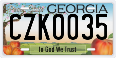 GA license plate CZK0035