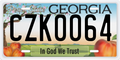 GA license plate CZK0064