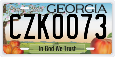 GA license plate CZK0073