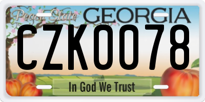 GA license plate CZK0078