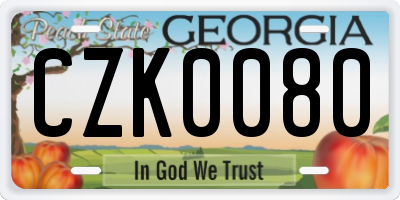GA license plate CZK0080