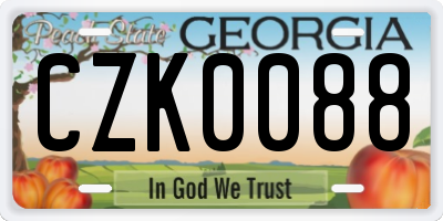 GA license plate CZK0088
