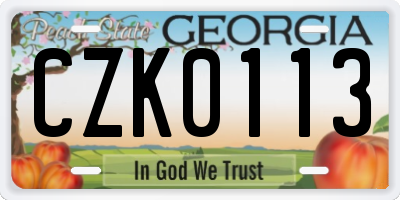 GA license plate CZK0113
